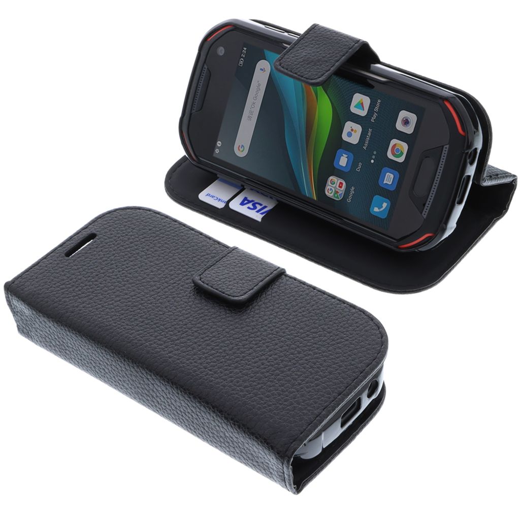 foto-kontor Tasche kompatibel mit Unihertz Atom L Book Style schwarz Schutz Hülle Buch