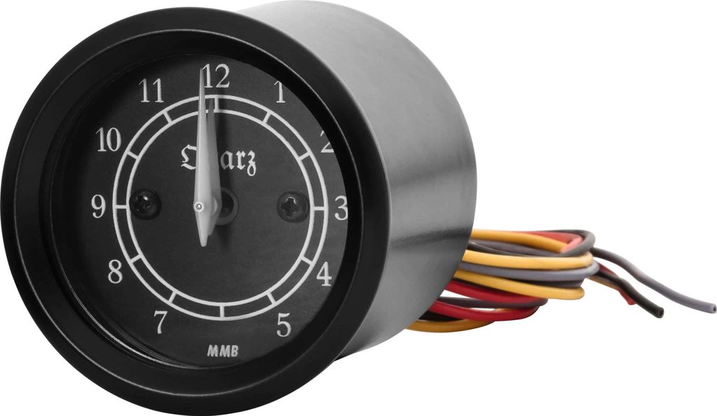 MMB Retro Uhr 48mm Schwarz/Schwarz, Metallgehäuse für Motorräder