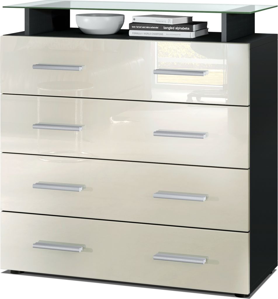 Vladon Sideboard Pavos V2, Kommode mit 4 Schubladen und Produktbild 