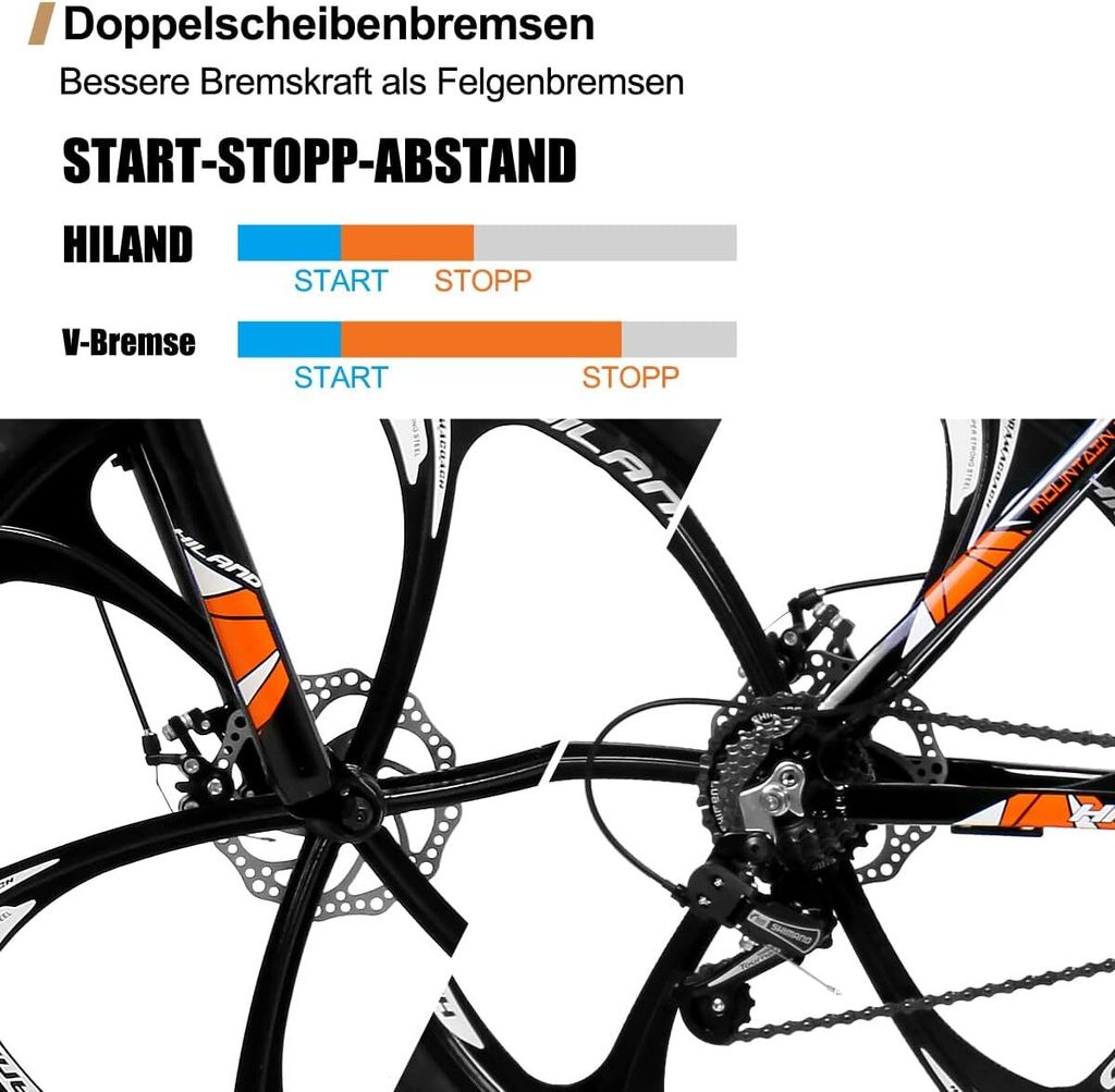 HILAND Mountainbike 26 Zoll mit 21 Gang, Aluminiumrahmen, Produktbild 4