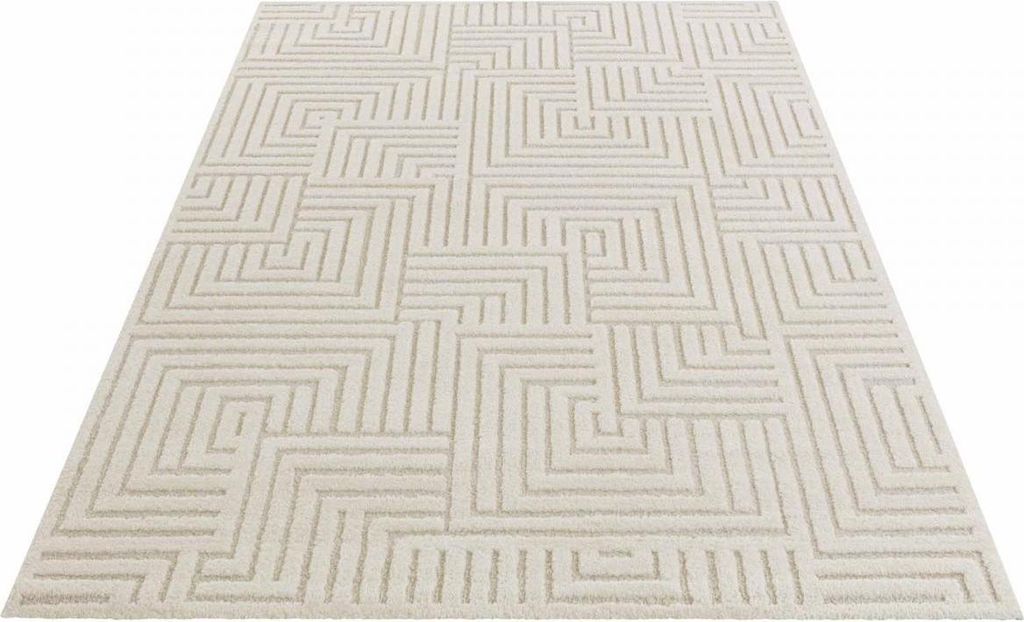 Wohnzimmerteppich mit geometrischem Muster, MANIPU, strukturierte Oberfläche, faltbar