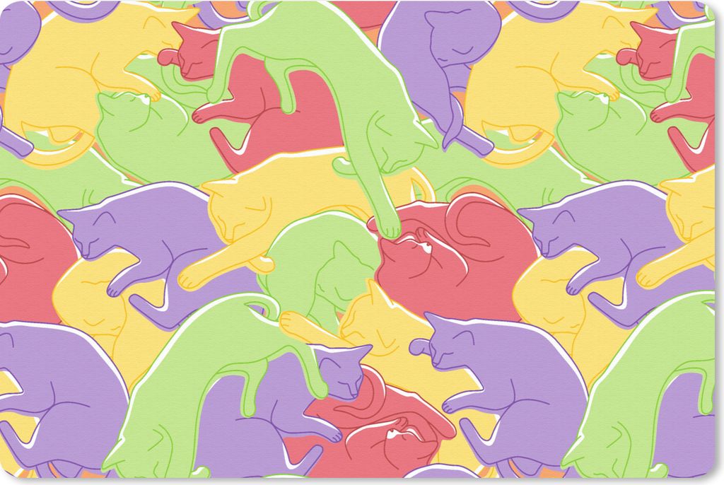 MuchoWow Mauspad Mousepad Katzen - Regenbogen - Kinder - Pastell - Muster 27x18 cm - Mousepads - Maus Mat - Pad - Mausunterlage - Büroartikel - ...