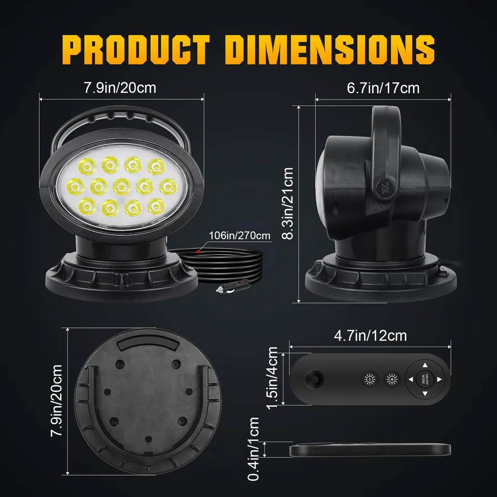 Projecteur à LED avec télécommande sans fil et angle de faisceau 360°