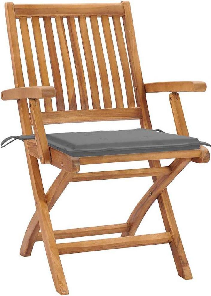 vidaXL Klappbare Gartenstühle mit Kissen 4 Stk. Massivholz Teak