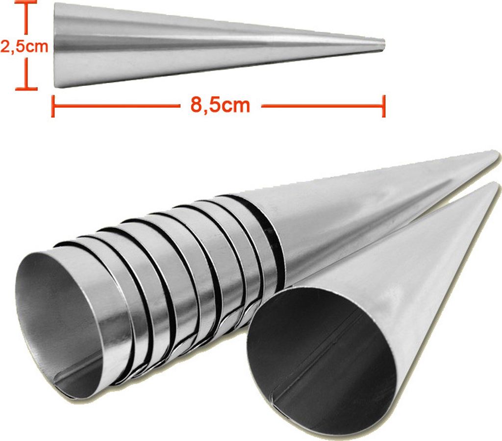 20 Schillerlocken Formen 8,5 x 2,5 cm Sahnerollen Produktbild 