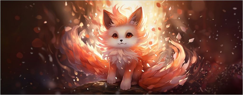 Wallario Poster - Leuchtender Feuerfuchs, Kunstdruck Größe: 50 x 125 cm