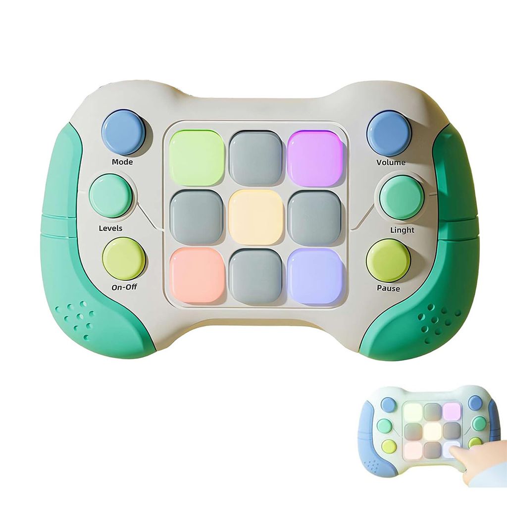 Puzzle Pop-It Spiel, Handheld-Spielekonsole,Dekompressionsdurchbruch-Puzzle-Spielmaschine,Quick Push Pop-Spielkonsole,ab 3 Jahre, Grün