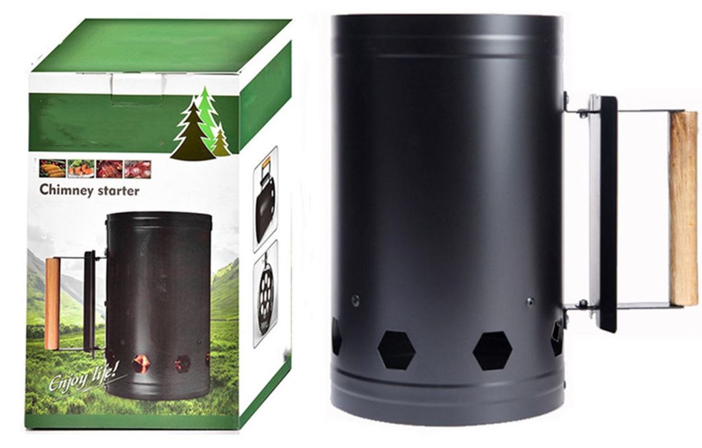 Kaminanzünder, hitzebeständiger Edelstahlgrill zum Kochen im Freien, Schwarz