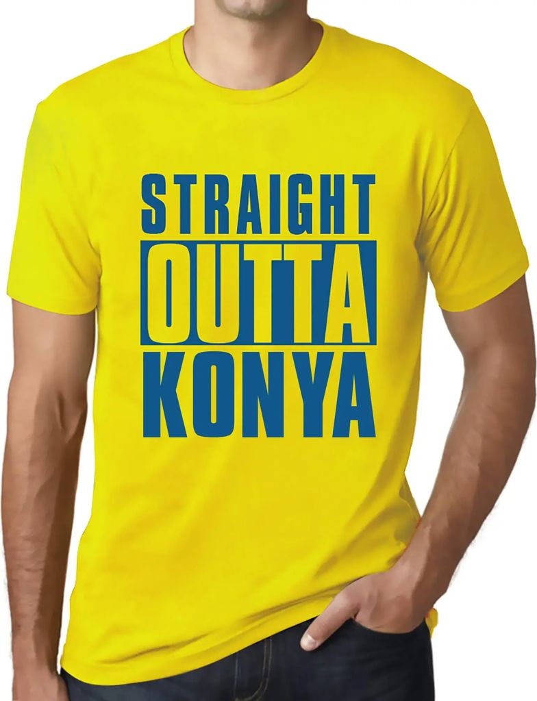 Herren Grafik T-Shirt Straight Outta Konya Öko-Verantwortlich Vintage Jahrgang Kurzarm Lustige Druck Geburtstag Geschenk Mann