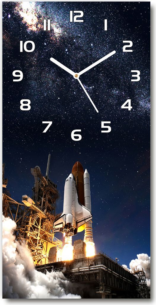 Wanduhr aus Glas – 30x60 cm - Glasbild - Glasuhr - Gehärtetes Glas -Startrakete