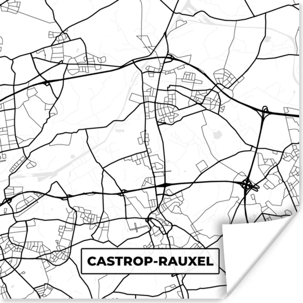 MuchoWow Poster Karte - Karte - Castrop-Rauxel - Stadtplan 100x100 cm - Babyzimmer