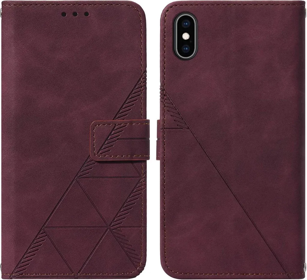 Cover Protettiva iPhone XS Max: Portafoglio Rosso con Goffratura Stand - 1