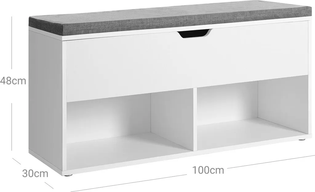 Banc à chaussures bois compact 2 compartiments ouverts Design Scandinave - 6