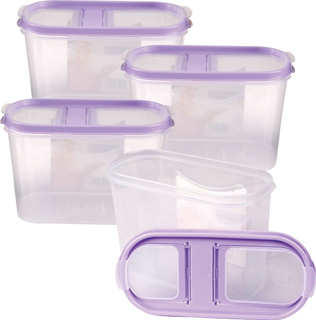 Vorratsdosen mit Deckel 1,4 Liter ( 4er Pack / Lila ), Luftdicht Schüttdose BPA frei, Vorratsbehälter Set - Frischhaltedosen Klappdeckel