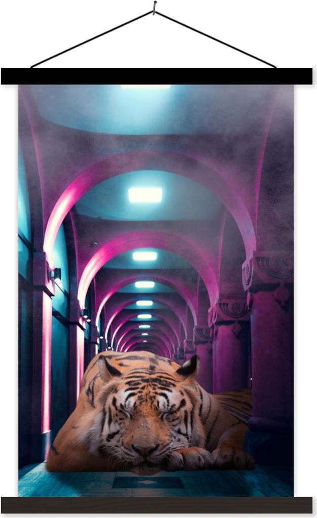 MuchoWow Textilposter Tiger - Club - Farben 120x180 cm mit schwarzem Rahmen - Fotos