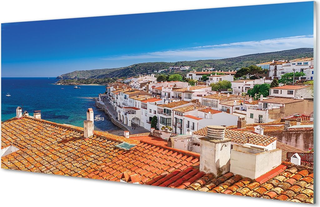 Glasbilder 120x60 Wandkunst Spanien Stadt Berge Meer