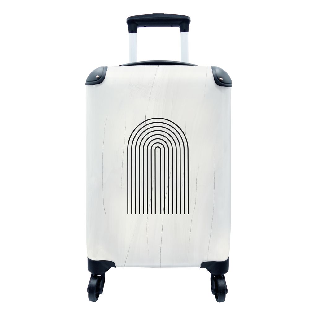 MuchoWow Koffer Handgepäck Trolley Rollkoffer Kleine Reisekoffer mit 4 Rollen - Kunst - Schwarz - Weiß - Schleife - Cabin Size < 55x40x23 cm & ...