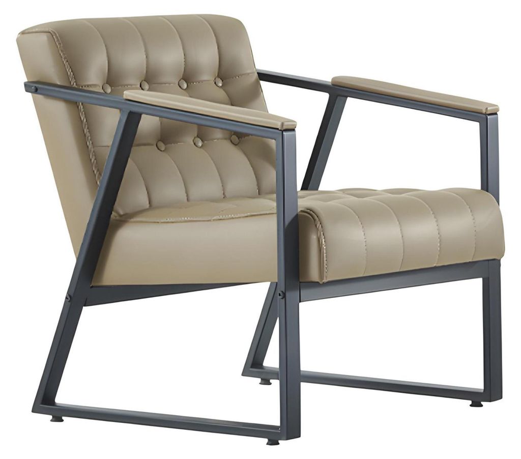 Beige Chesterfield Sitzgarnitur Designer 2-Sitzer 2x Ledersessel