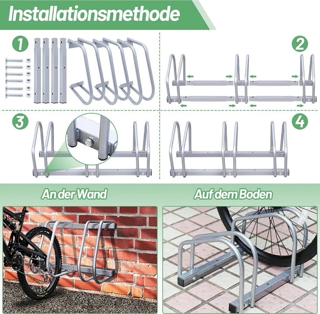 Izrielar Support à vélos multiple argenté pour 5 vélos - Rack robuste - 6
