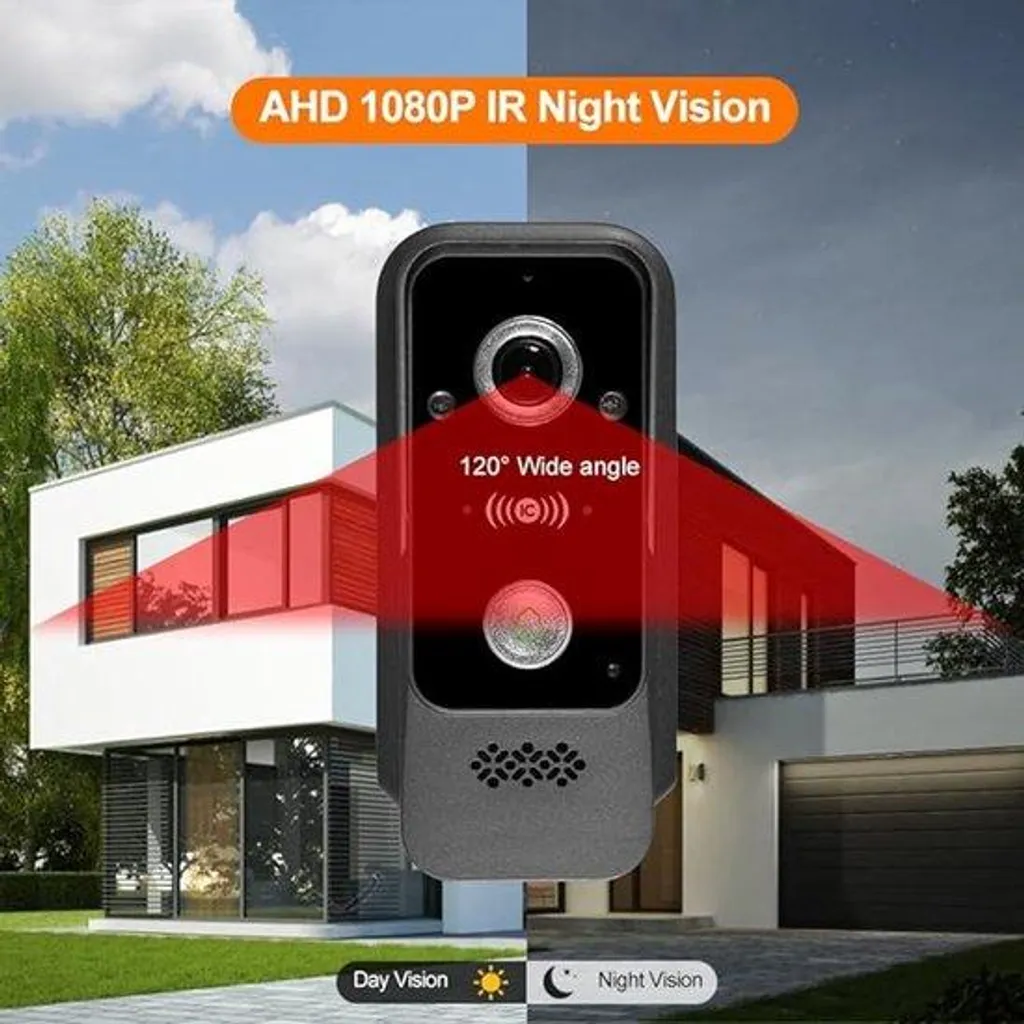 Interphone vidéo Wi-Fi avec caméra de recul 1080p et moniteur de contrôle