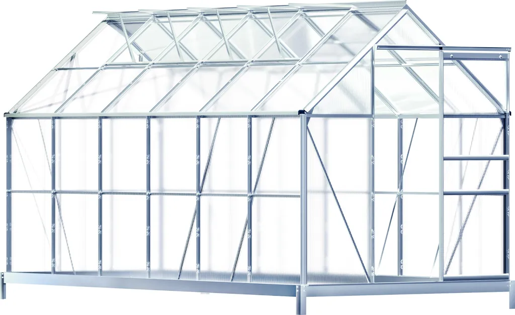 Grande serre de jardin en verre polycarbonate 7,22m² avec 4 lucarnes