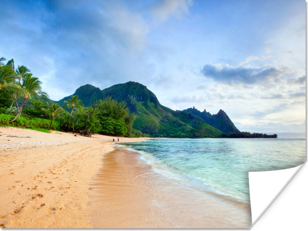 MuchoWow Poster Ein exotischer Blick auf den Strand auf Hawaii 80x60 cm - Kunst für zu Hause