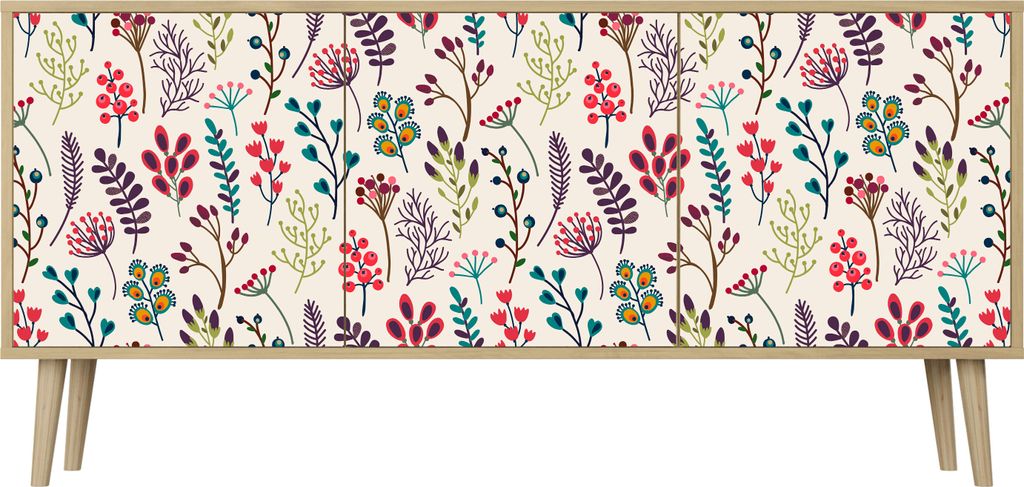 Spacerebels Kommode mit 3 Türen - Sideboard Komodenschrank - Highboard - Kleiderschrank Möbel - Wohnzimmer Schlafzimmer - 57,5×111×42 (HxBxT)