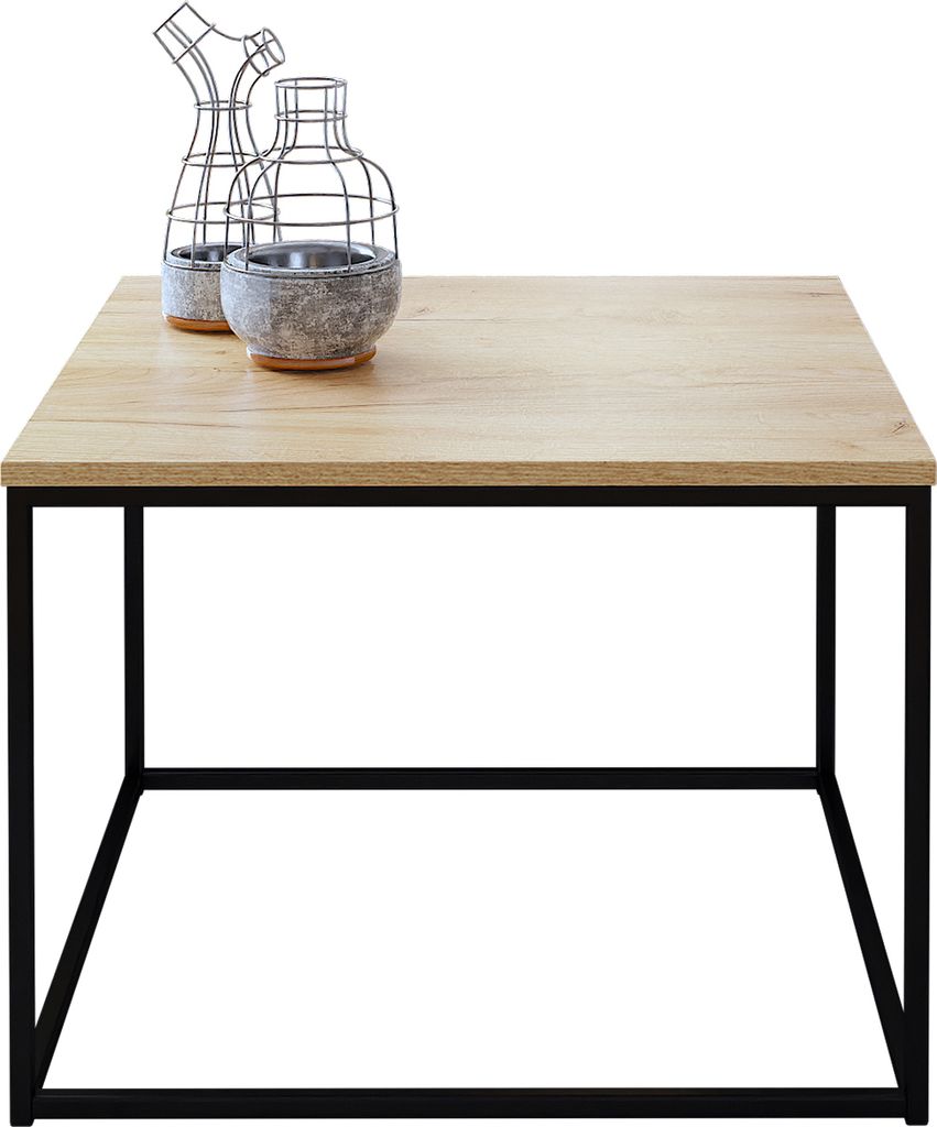 MIRJAN24 Cubo, Stilvoll Kaffeetisch, Design Tisch, Wohnzimmer, Loft Stil (Farbe: Schwarz Matt / Eichenimitation)