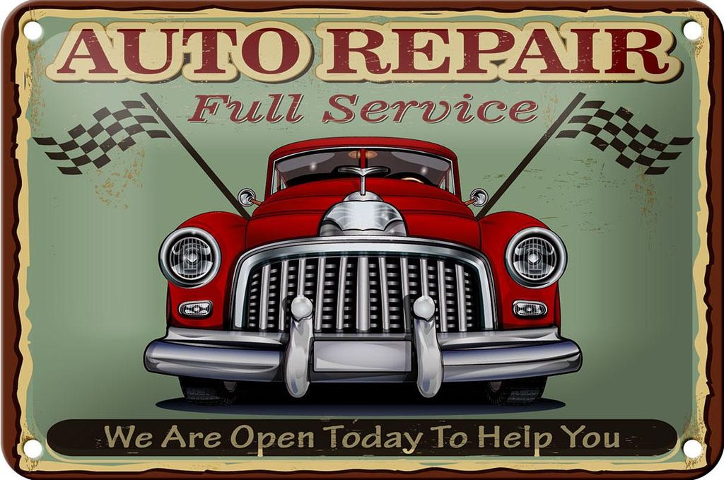Blechschild Retro 18x12cm Auto repair full Service