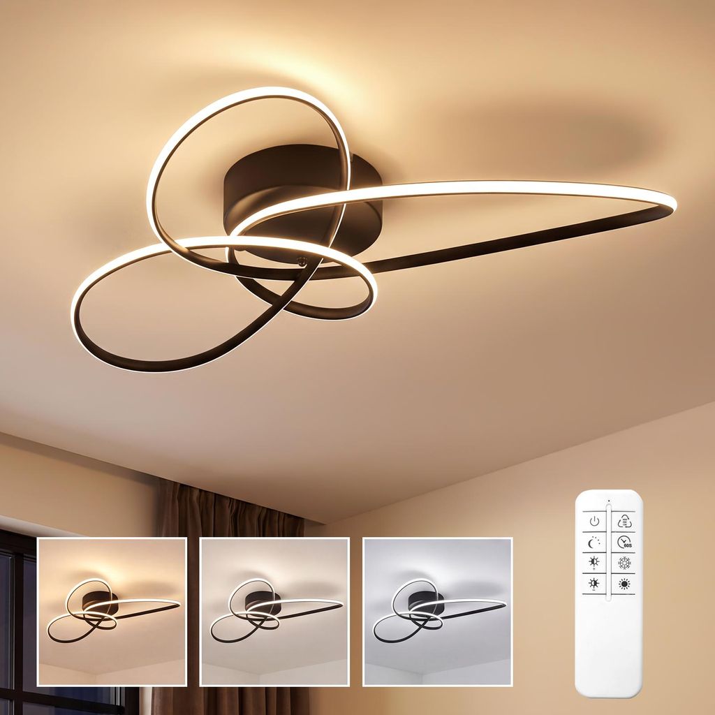 ZMH LED stropné svietidlo 30W čierne stmievateľné s Obrázok produktu 