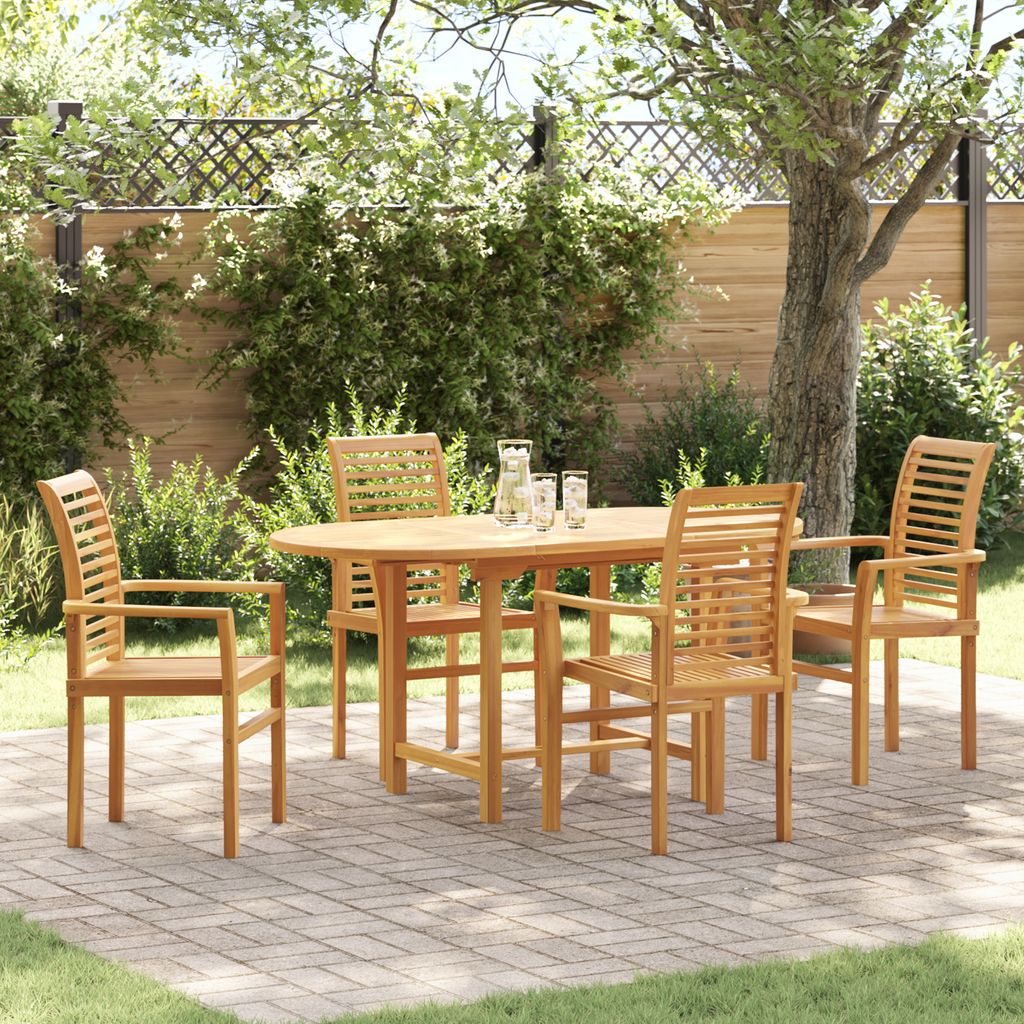 5-teiliges Garten-Esszimmer Set aus Massivholz Teak, Gartentische DesignMöbel Neu