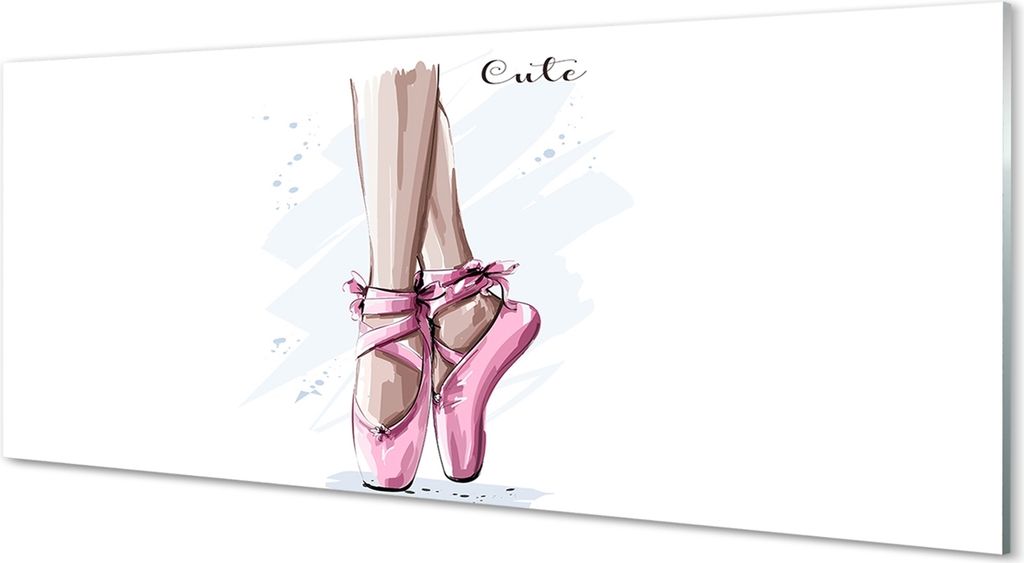 Glasbilder 125x50 Wandkunst rosa Ballettschuhe Produktbild 