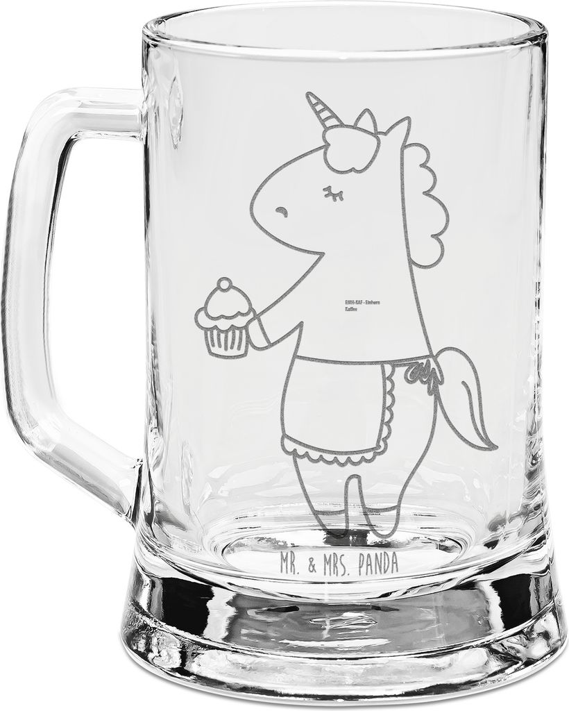 Mr. & Mrs. Panda Krug Einhorn Muffin - Transparent - Geschenk, Glückwünsche, Glaskrug, Geburtstagsgrüße, Humpen, Grüße, Gravur Bierkrug, Gebu...
