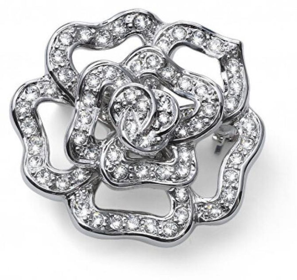 Glittering floral brooch with clear Fiorellino crystals 58048