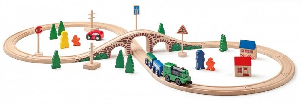 Woody Woody Eisenbahnset mit elektr. Lokomotive im Fass Produktbild 