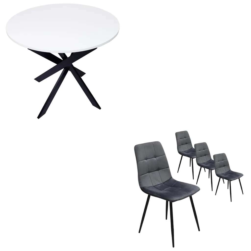 Set de Table à Manger Ronde 4 Places pour Petit Salon et Appartement