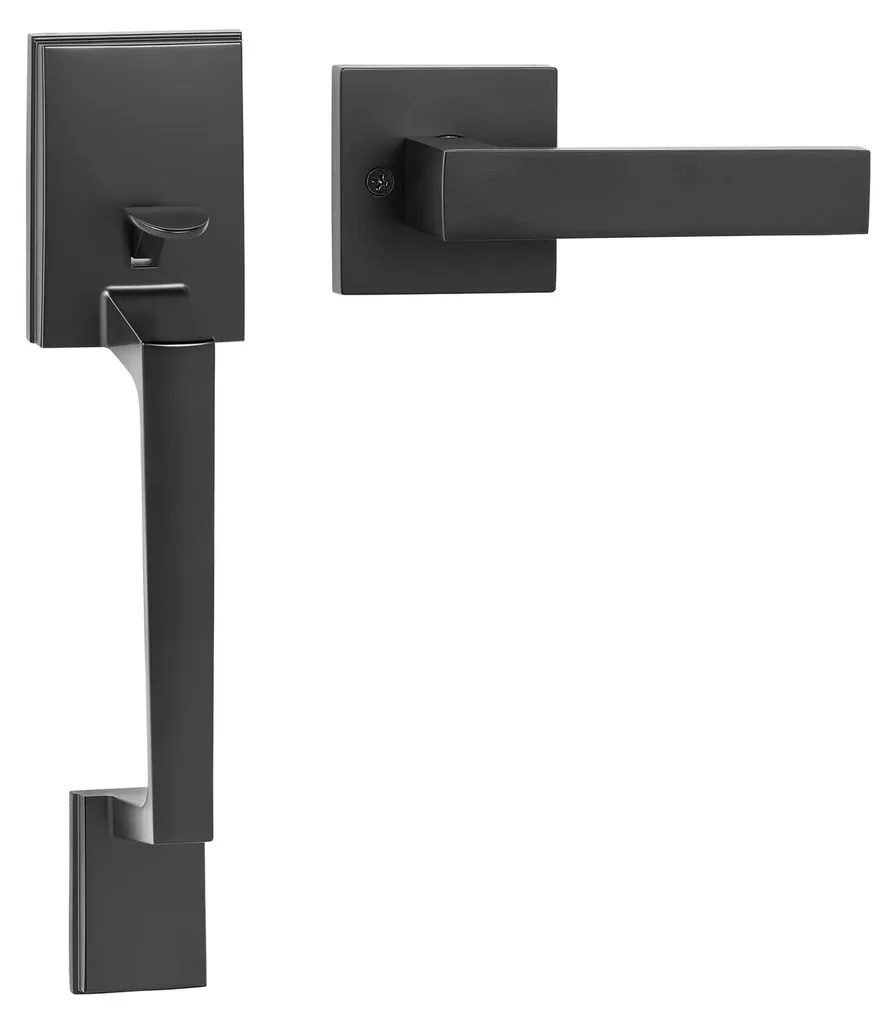 Poignée porte d'entrée noire sans serrure réglable pour tout support