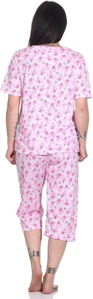 Damen Pyjama 2 teiliger Schlafanzug Hausanzug 3/4 Sommer; Rosa/M/38