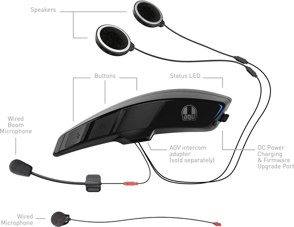 AGV ARK Intercom Bluetooth Argent : Audio Haute Définition et Design - 4