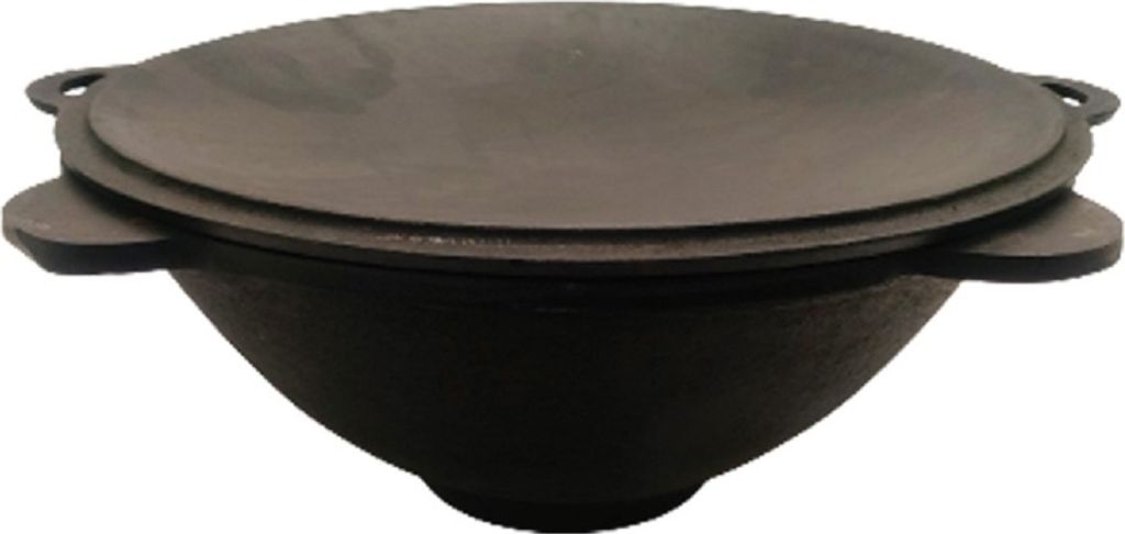 Kazan Gusseisen 12 Liter Deckel-Sadzh Kasan mit glattem Boden