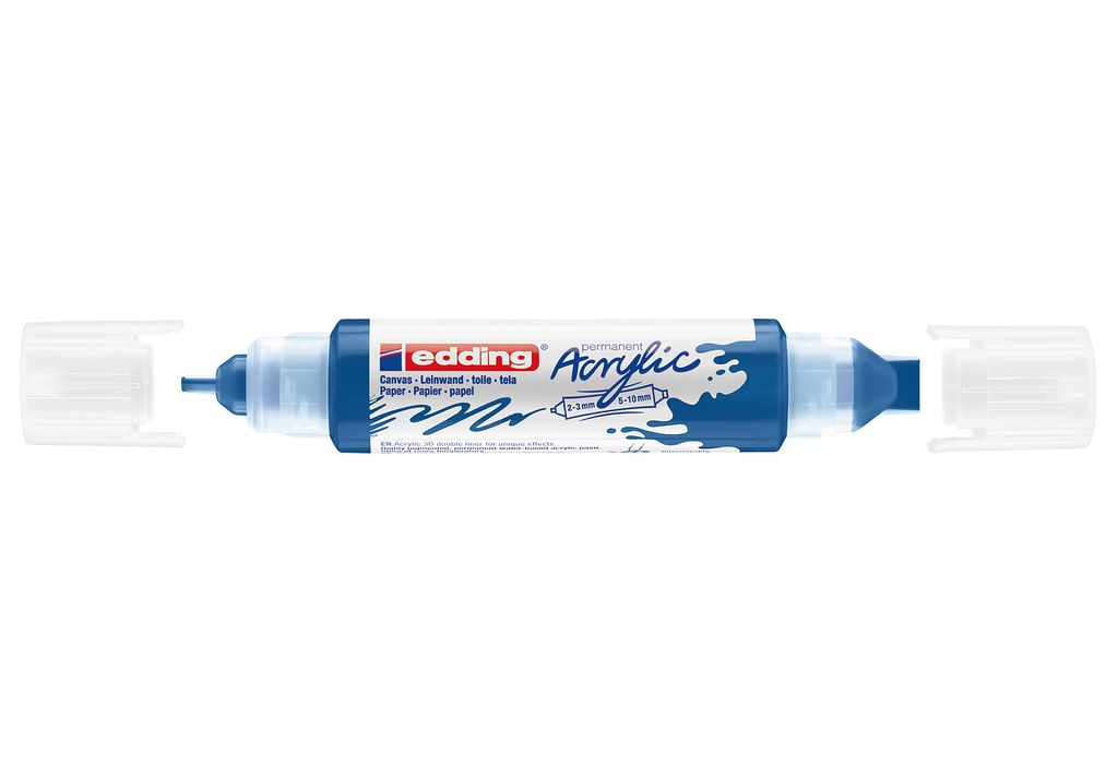 Edding 5400 Acryl 3D Double Liner, Blau, Blau, Weiß, Fein / Extradick, 2 mm, 1 cm, Tinte auf Wasserbasis
