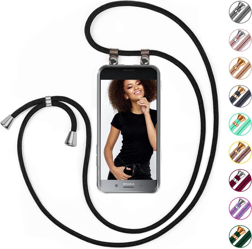 UMHÄNGEHÜLLE + KORDEL für Sony Xperia XZ Premium, Farbe:Dunkelgrau