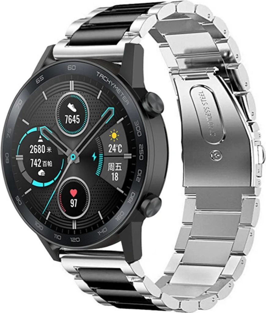 Strap-it Stahlarmband - Kompatibel mit Honor Magic Watch 2 Armband 42mm Ersatzarmband Edelstahl Smartwatch Hochwertiges Material Faltschließe für...