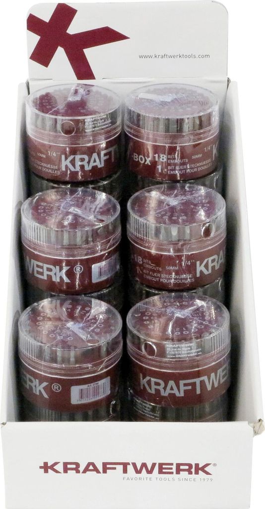 Display mit 19-tlig. 1/4" MAGNUM Bit-Box 50 mm, 12 Stück