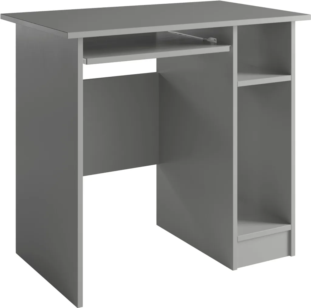 Bureau d'ordinateur BANDERA MINI gris - Poste de travail compact 90cm