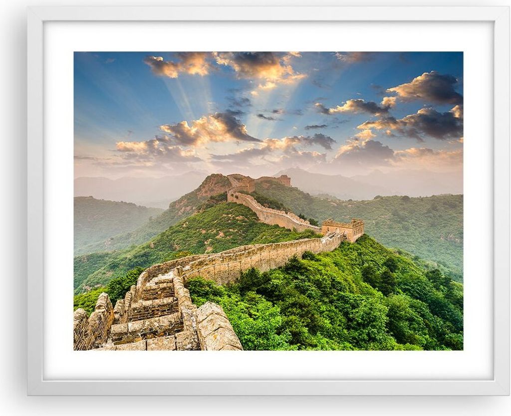 Gerahmtes Poster - Weißer Rahmen - Wand Berg asiatisch china - 50x40 cm - Wand Bild - Wanddeko - Wandbilder - Kunstposter - Wandposter - Bilderrah...