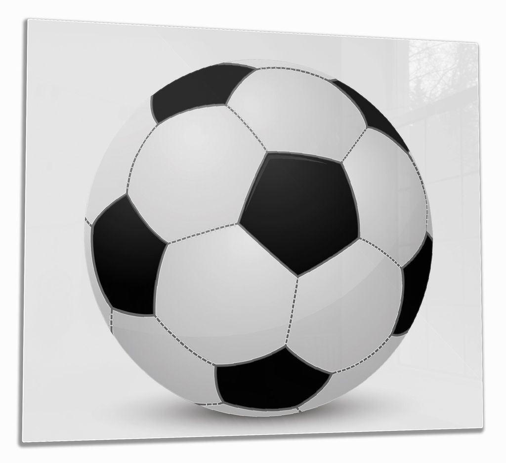 Wallario Herdabdeckplatte aus Glas, Größe 60 x 52 cm 1-teilig, Motiv Fußball klassisch vor weißem Hintergrund