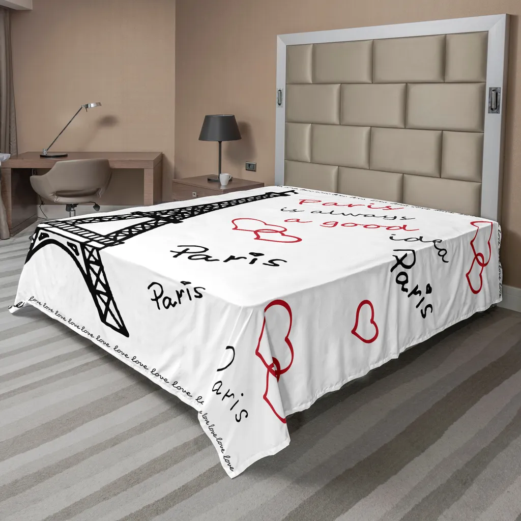 Drap de lit Tour Eiffel ultra doux - Finition Supérieure 260x228 cm