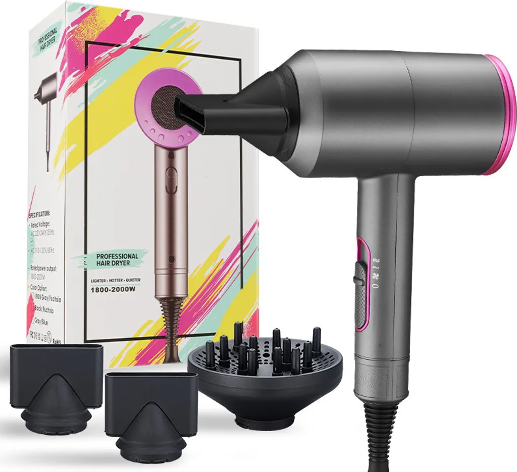 Sèche-cheveux avec diffuseur pour boucles parfaites et brushing lisse INF