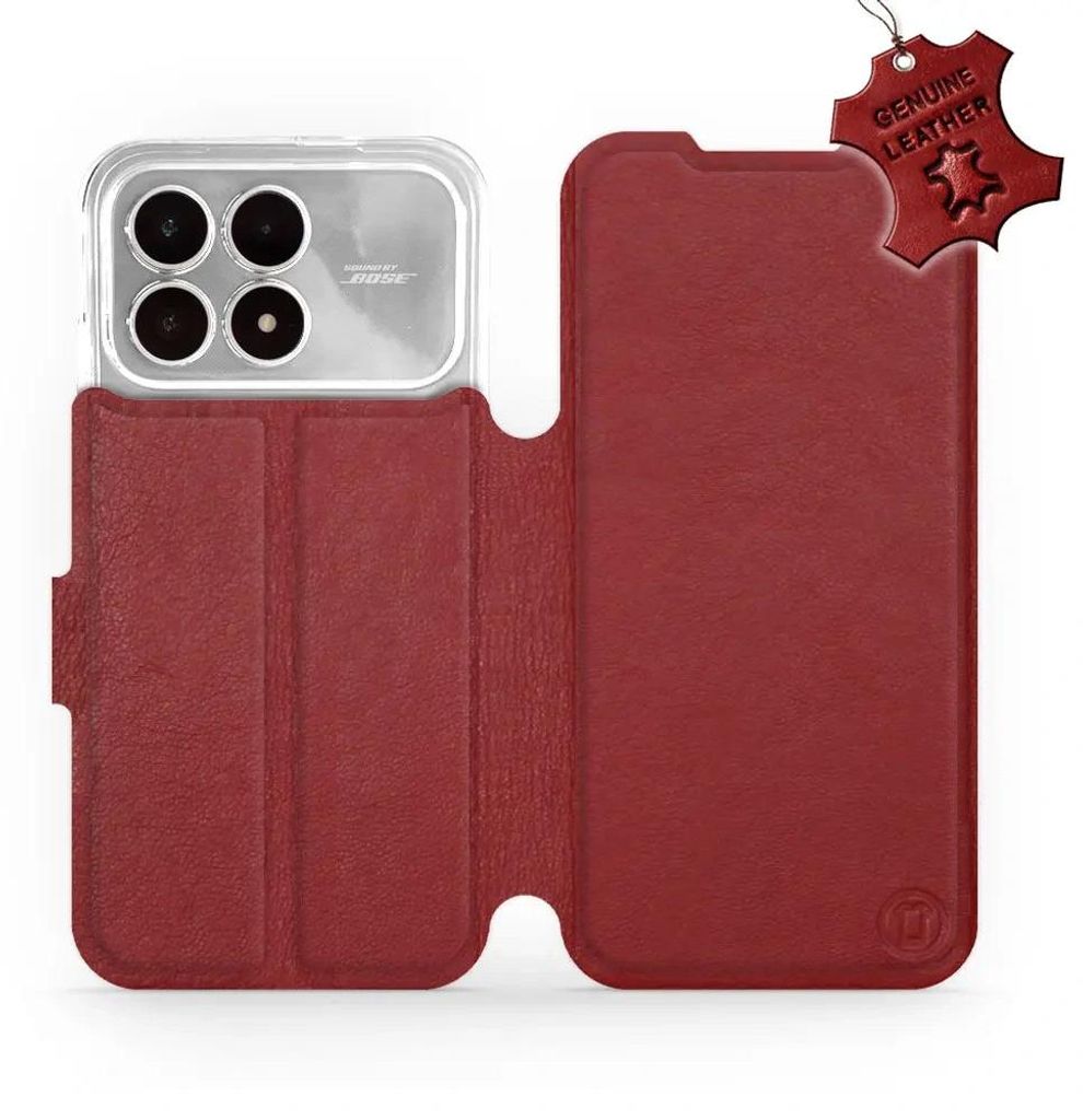Echtleder Handyhülle für Xiaomi POCO F8 Pro, Mobiwear Leather, Dunkelrot